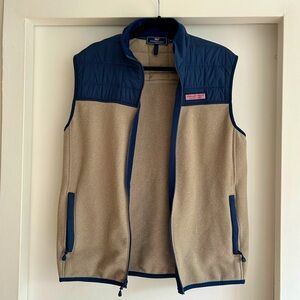 Vineyard Vines blue and khaki tan vest